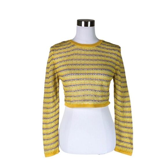 BNWT Zara Yellow Pointelle Knit Lightweight Crop Sweater - Picture 6 of 14